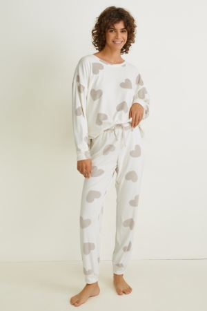 C&A Velour Pyjamas Bianche | 6345-UPOBR