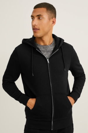 C&A Zip-through With Hood Organic Cotone Nere | 4385-ZQBIF