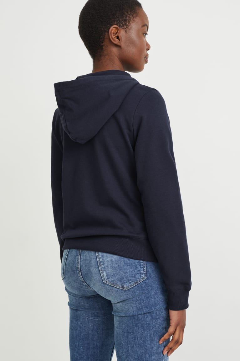 C&A Basic Zip-through With Hood With Organic Cotone Blu Scuro | 7418-ANHJD