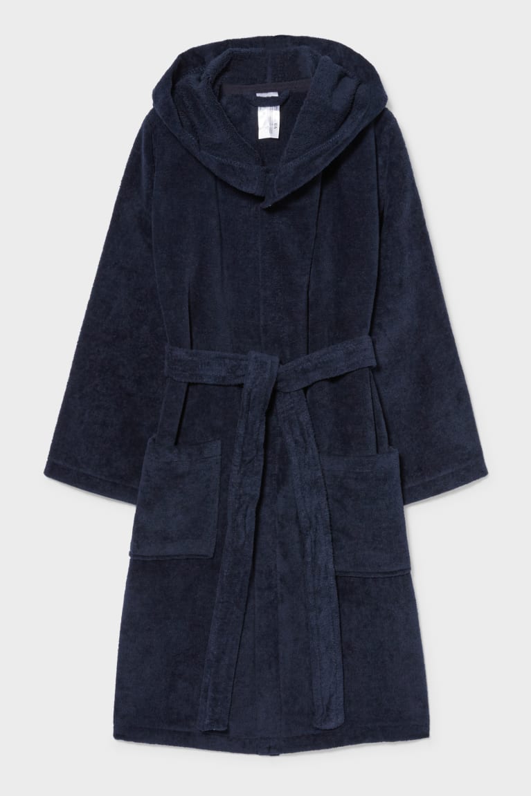 C&A Bathrobe With Hood Organic Cotone Blu Scuro | 1408-VFBHK