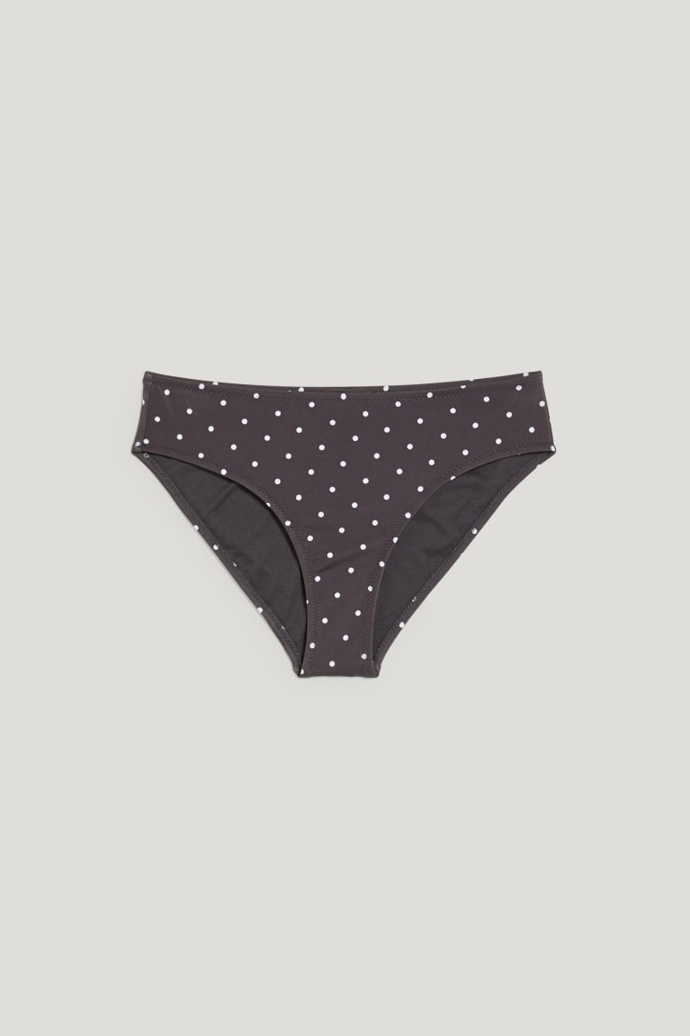 C&A Bikini Bottoms Mid Rise Polka Dot Grigie Scuro | 6019-FXBMD