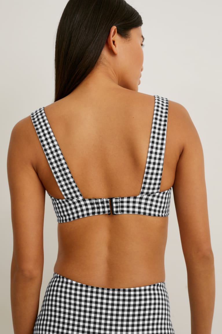 C&A Bikini Imbottito Non-wired Check Bianche Nere | 4201-IMXWQ