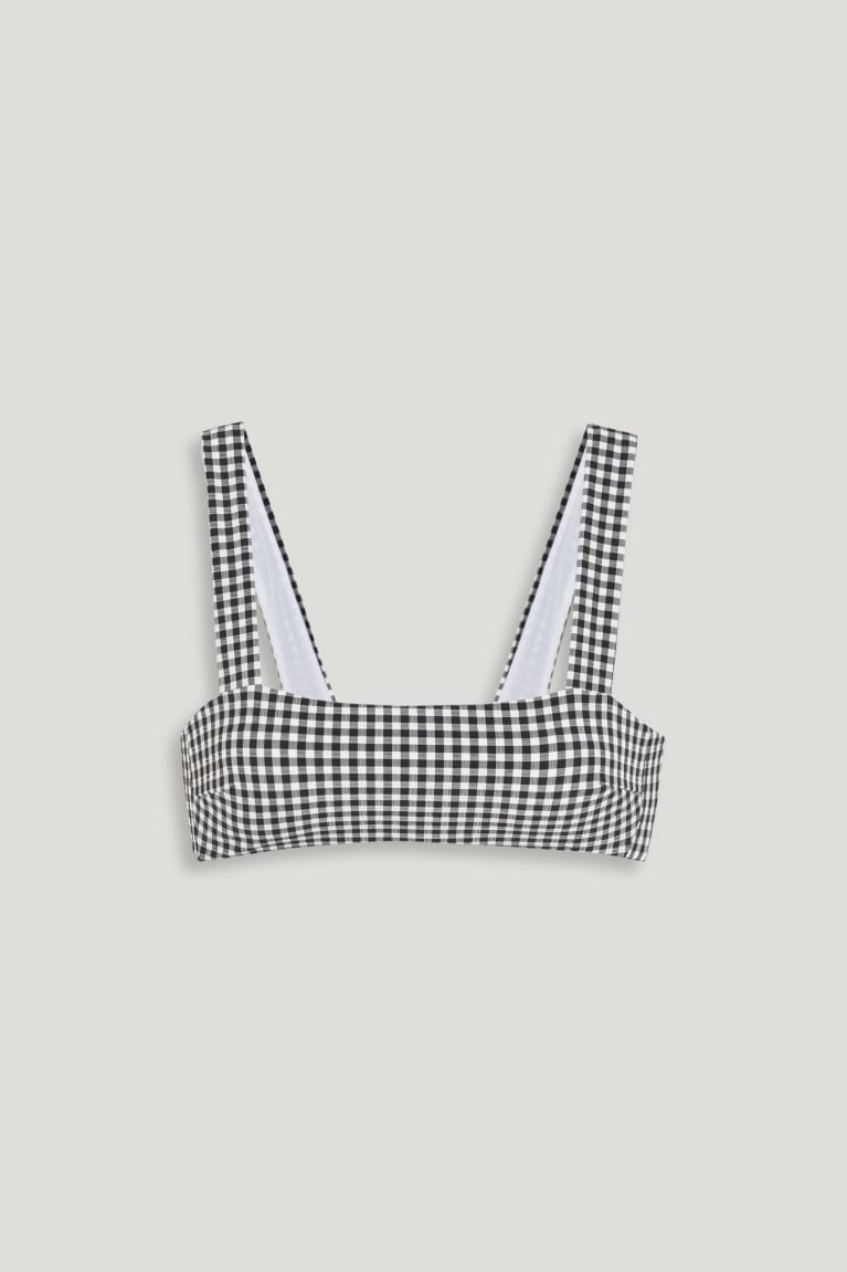 C&A Bikini Imbottito Non-wired Check Bianche Nere | 4201-IMXWQ