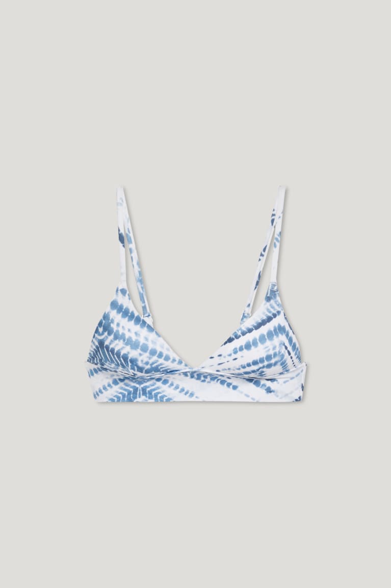 C&A Bikini Triangle Imbottito Lycra® Xtra Life™ Bianche Blu | 6159-OSBJM