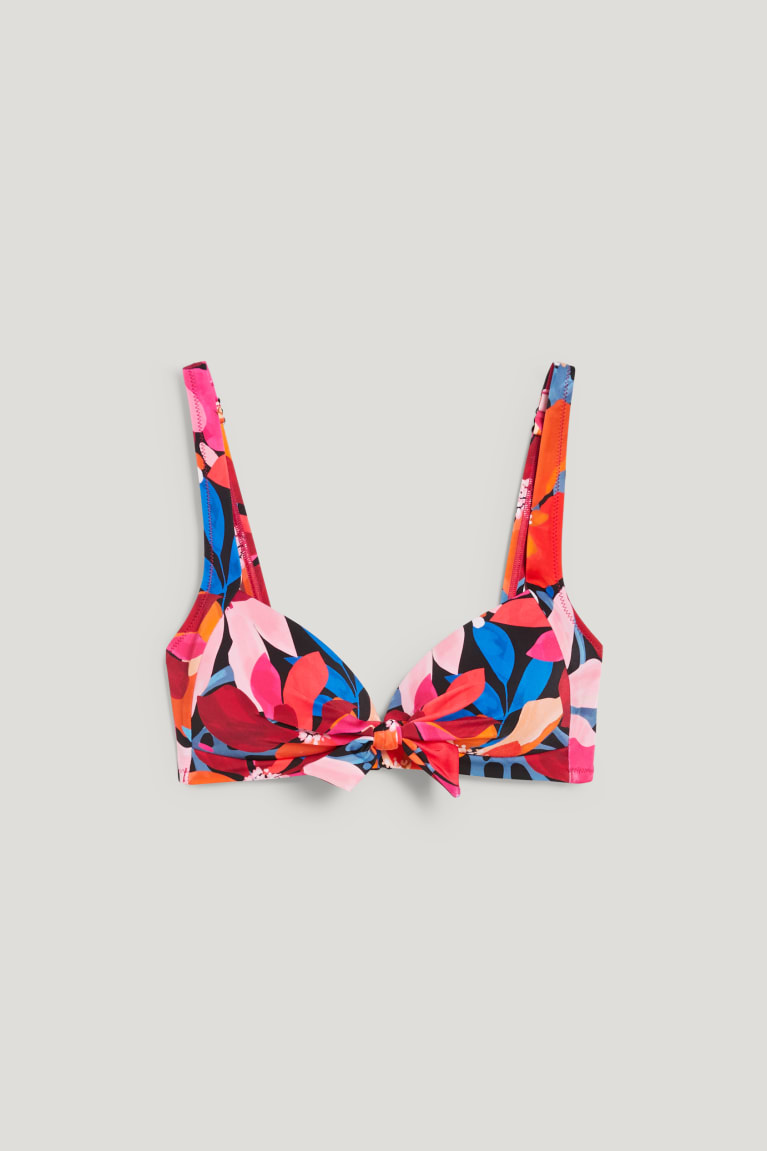 C&A Bikini With Knot Detail Imbottito Lycra® Floral Rosa | 2809-VNUWX