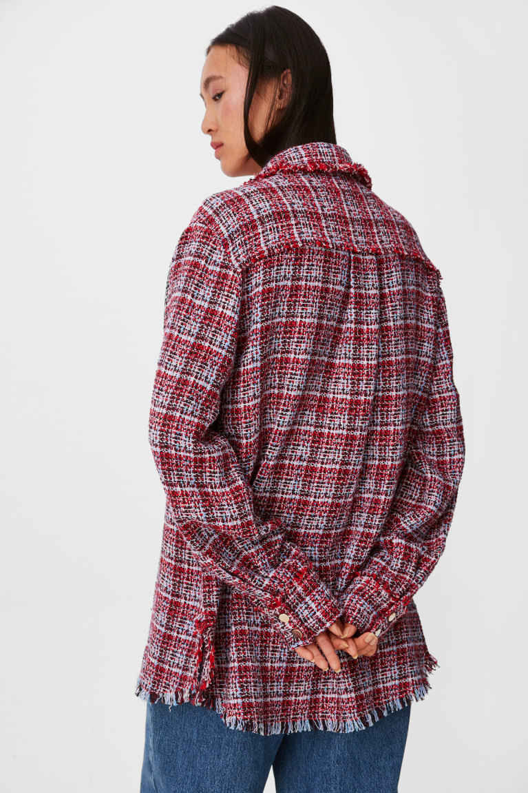 C&A Bouclé Shacket Check Rosse | 5481-WBMDU