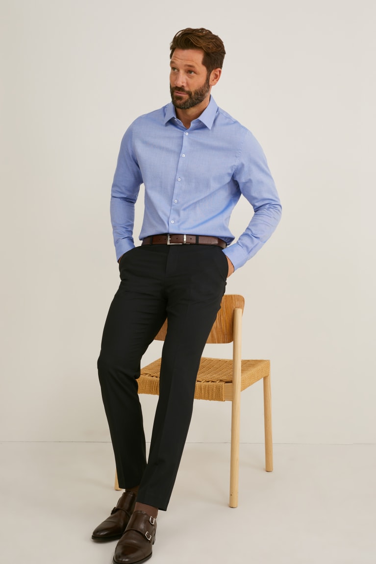 C&A Business Slim Fit Kent Collar Easy-iron Blu Chiaro | 3602-GCWJY