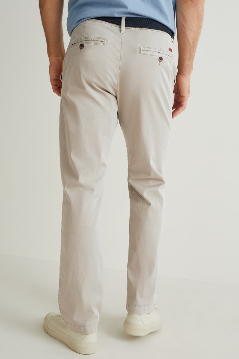 C&A Chinos With Belt Regular Fit Grigie Marroni | 5197-MEGNB