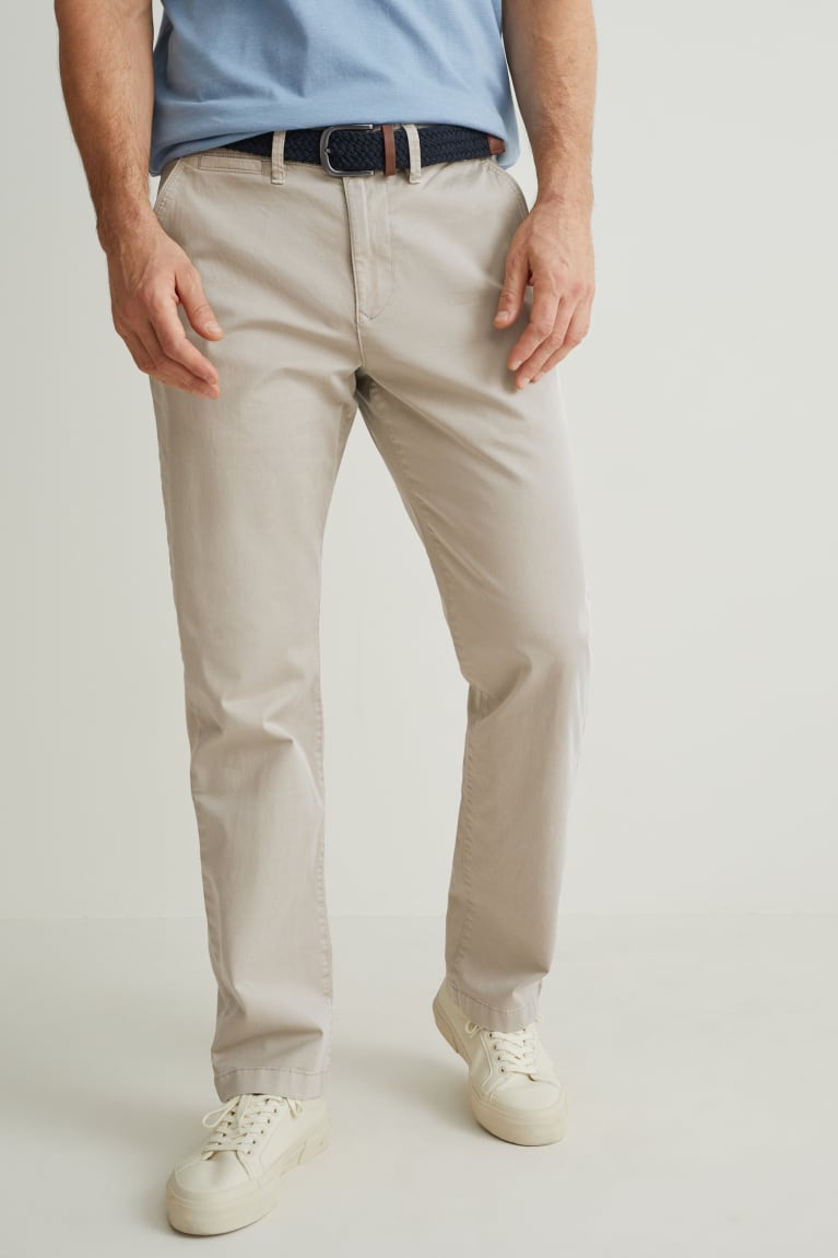 C&A Chinos With Belt Regular Fit Grigie Marroni | 5197-MEGNB