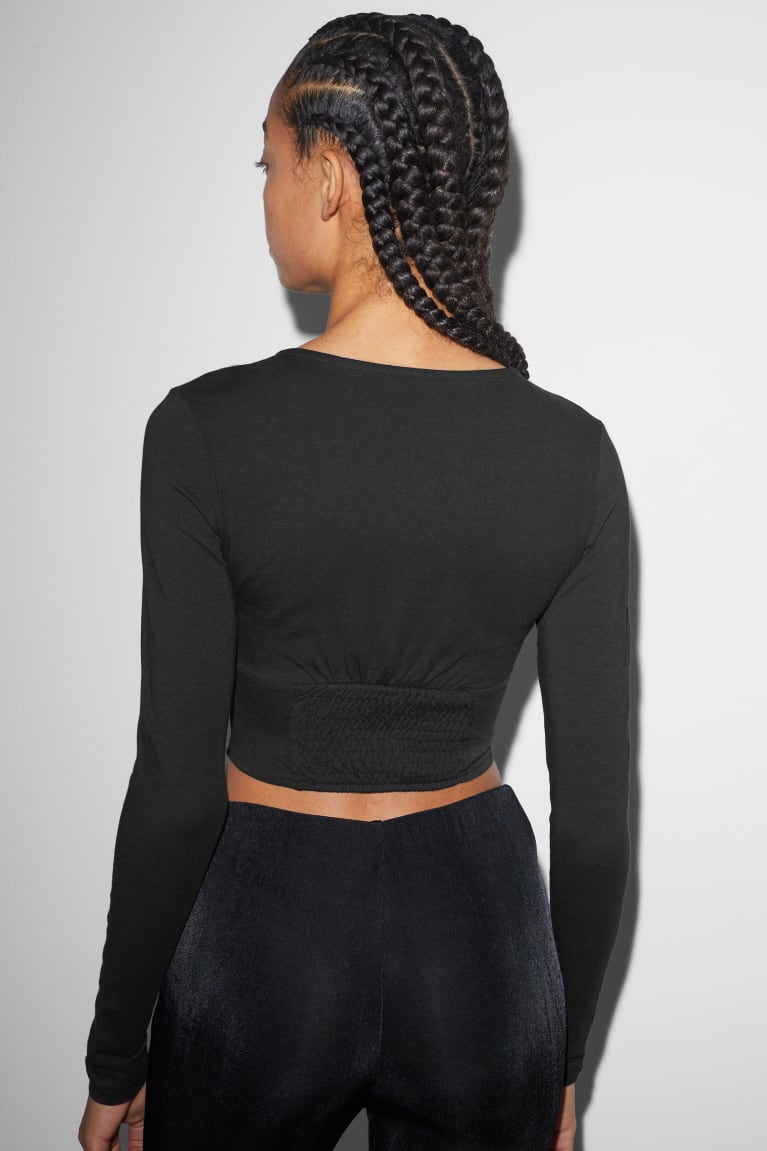 C&A Clockhouse Cropped Long Sleeve Nere | 6452-AXVTR