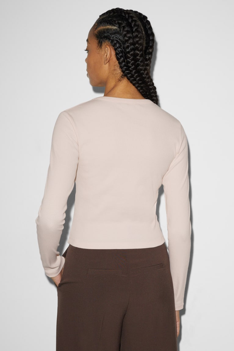 C&A Clockhouse Cropped Long Sleeve Rosa | 2176-UZGCS