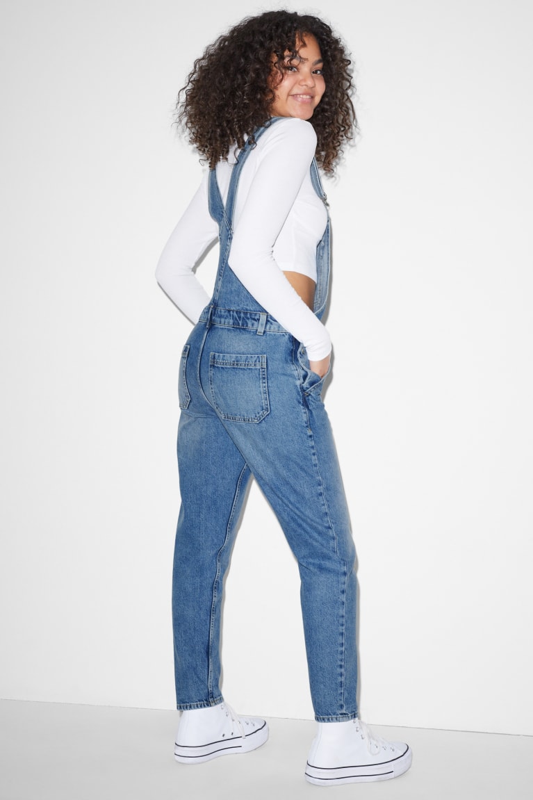 C&A Clockhouse Denim Dungarees Blu Blu Chiaro | 8265-NWKFA