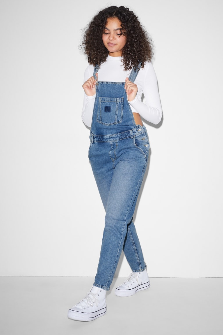 C&A Clockhouse Denim Dungarees Blu Blu Chiaro | 8265-NWKFA