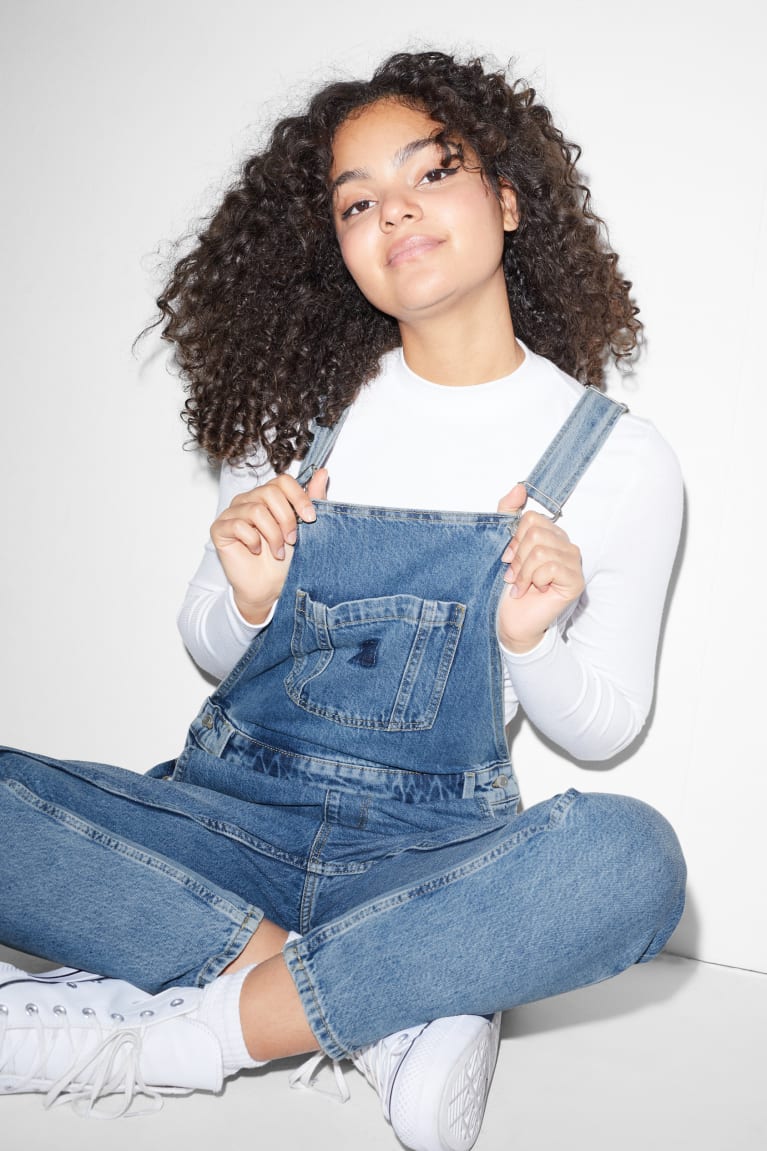 C&A Clockhouse Denim Dungarees Blu Blu Chiaro | 8265-NWKFA