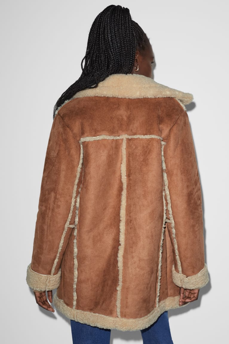 C&A Clockhouse Shearling Faux Scamosciate Havanna | 9186-RAZLT