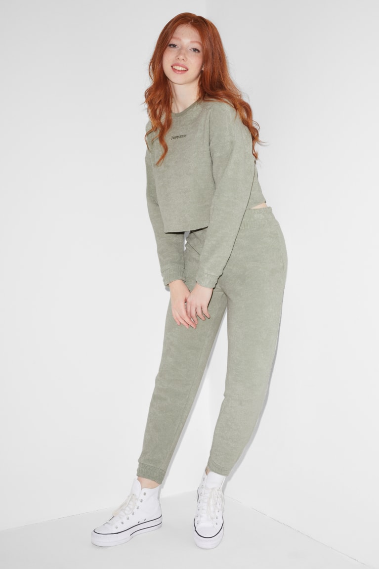 C&A Clockhouse Terry Cloth Joggers Menta Verdi | 6058-UYEWN