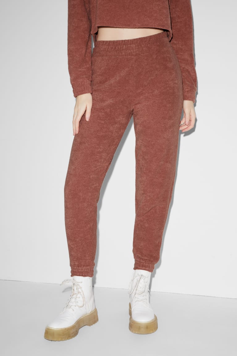 C&A Clockhouse Terry Cloth Joggers Terracotta | 8406-PBTZU