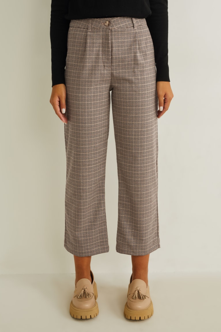 C&A Cloth High Vita Regular Fit Recycled Check Marroni Chiaro | 1253-ZLPQC