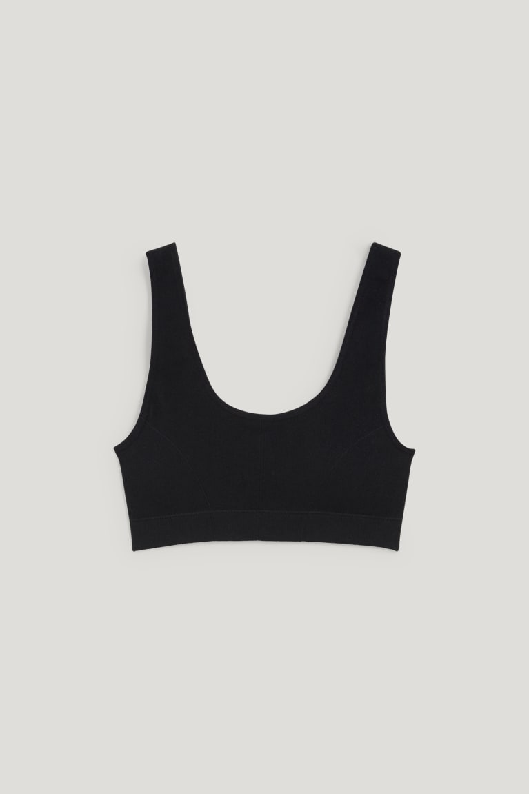 C&A Crop Imbottito Seamless- Lycra® Nere | 0973-XZDRY