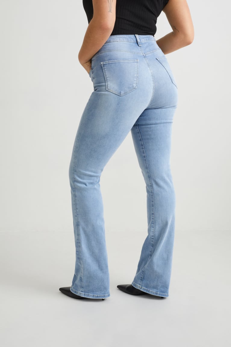 C&A Curvy High Vita Bootcut Lycra® Blu Blu Chiaro | 9721-PCJZX