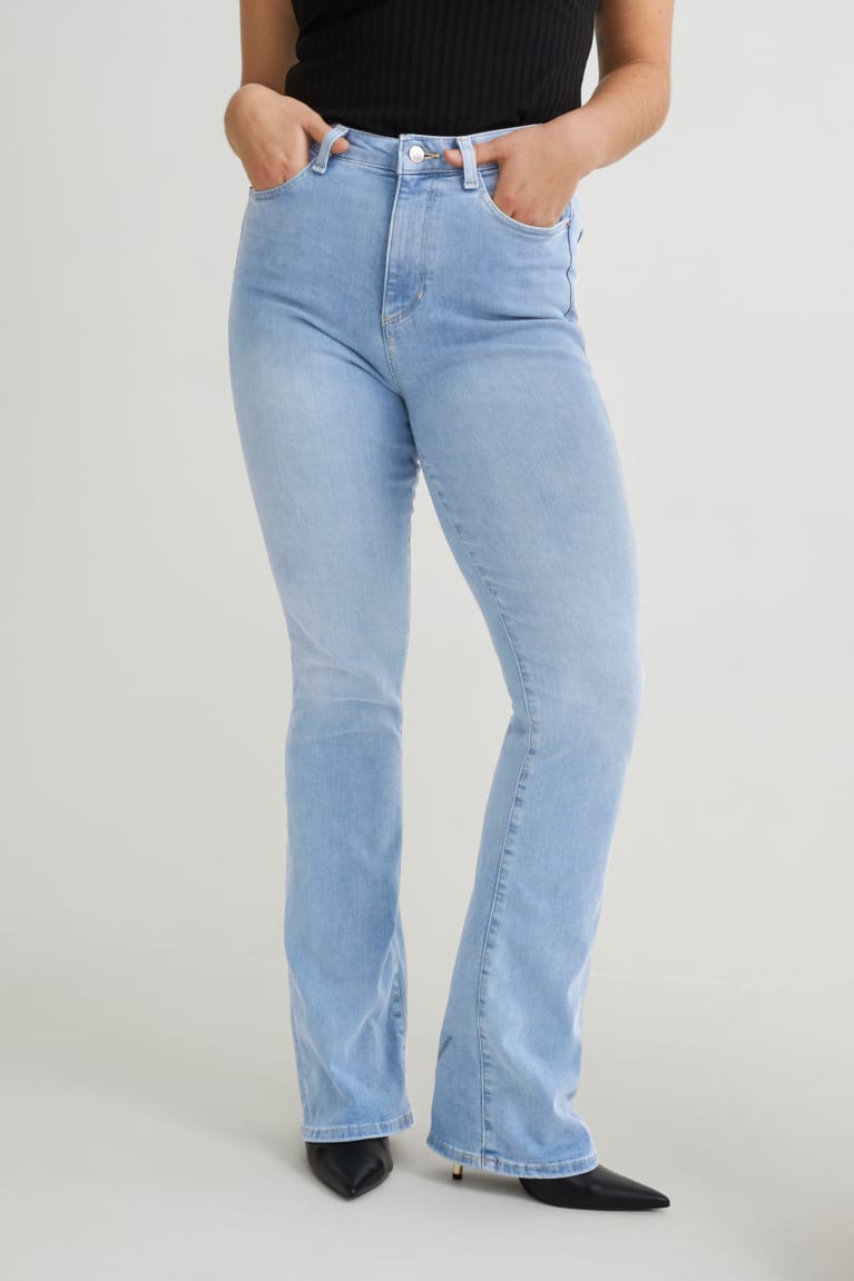 C&A Curvy High Vita Bootcut Lycra® Blu Blu Chiaro | 9721-PCJZX