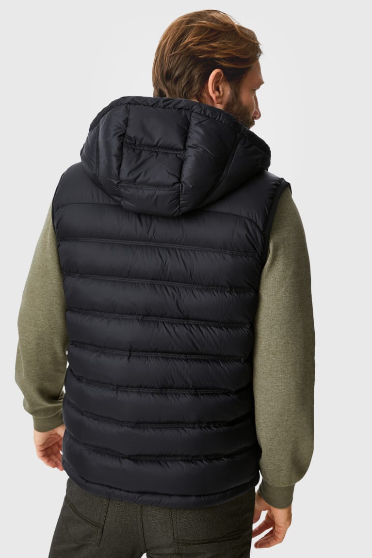 C&A Down Gilet With Hood Rds-certified Nere | 6091-BQOXD