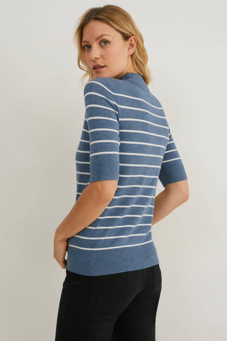 C&A Fine Knit A Strisce Blu Scuro | 4275-THQXB