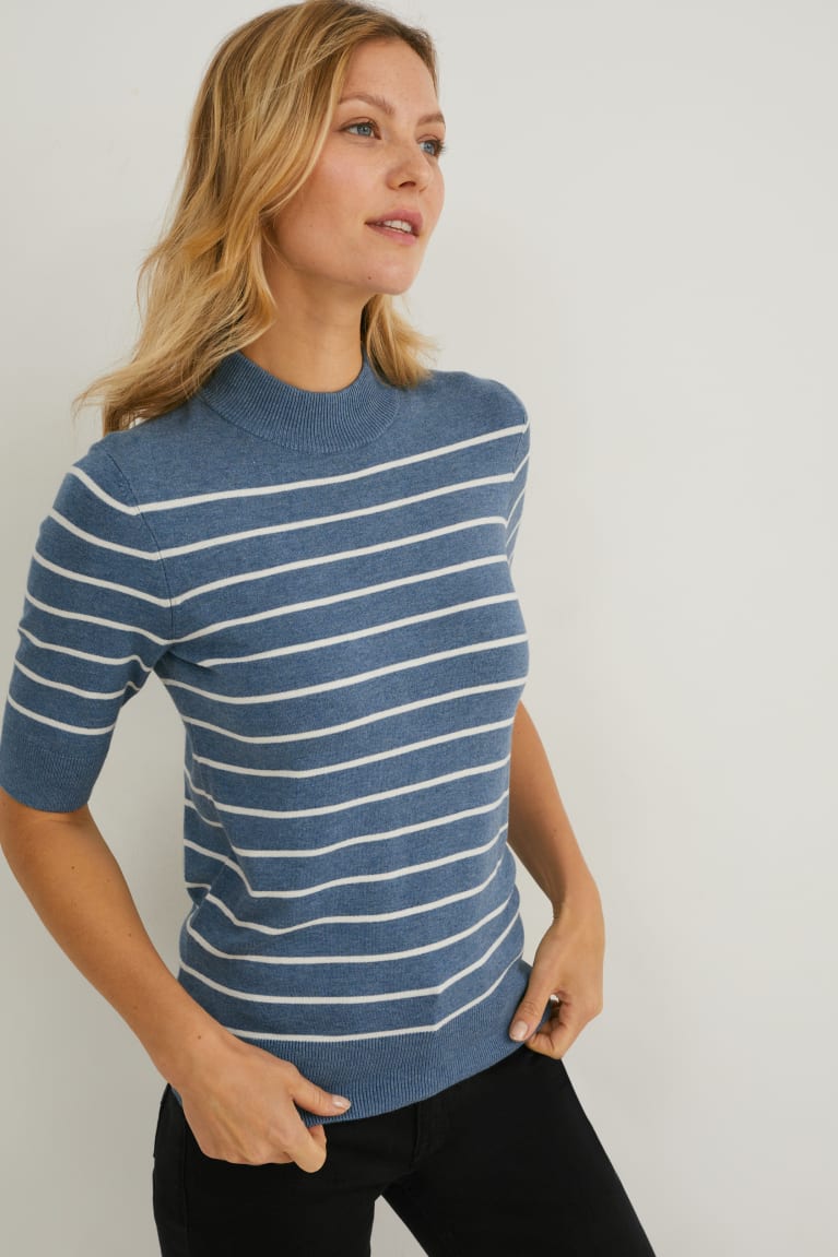 C&A Fine Knit A Strisce Blu Scuro | 4275-THQXB