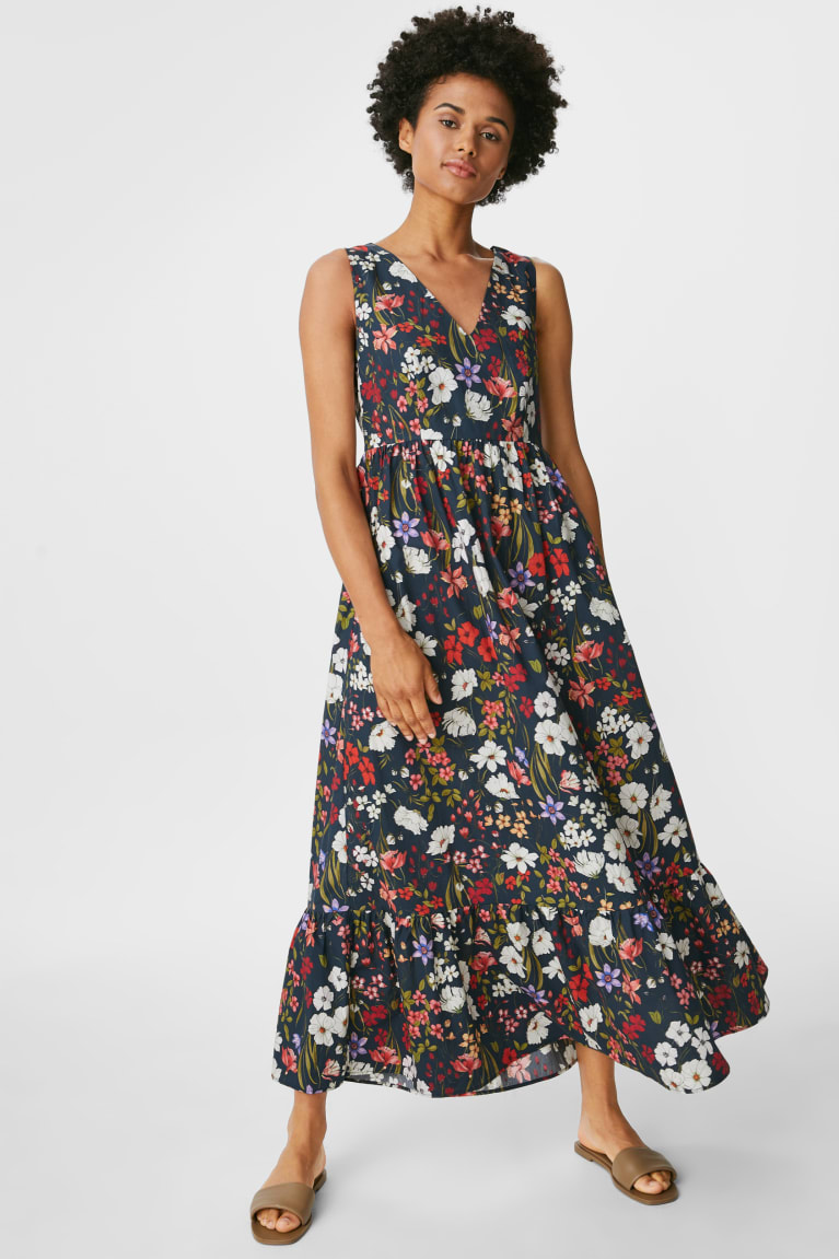 C&A Fit & Flare Floral Blu Scuro | 6731-VBFZC