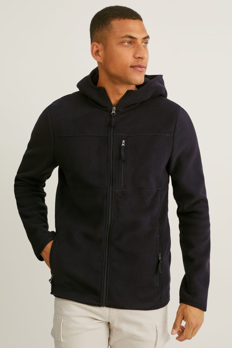 C&A Fleece With Hood Thermolite® Ecomade Recycled Nere | 3985-FHRXN