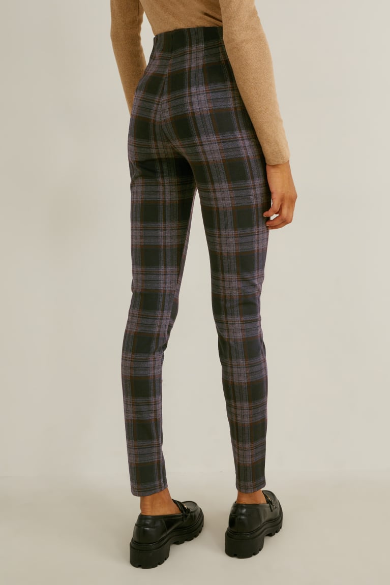 C&A Jersey Magro Fit Recycled Check Nere Grigie | 7016-WXYNA