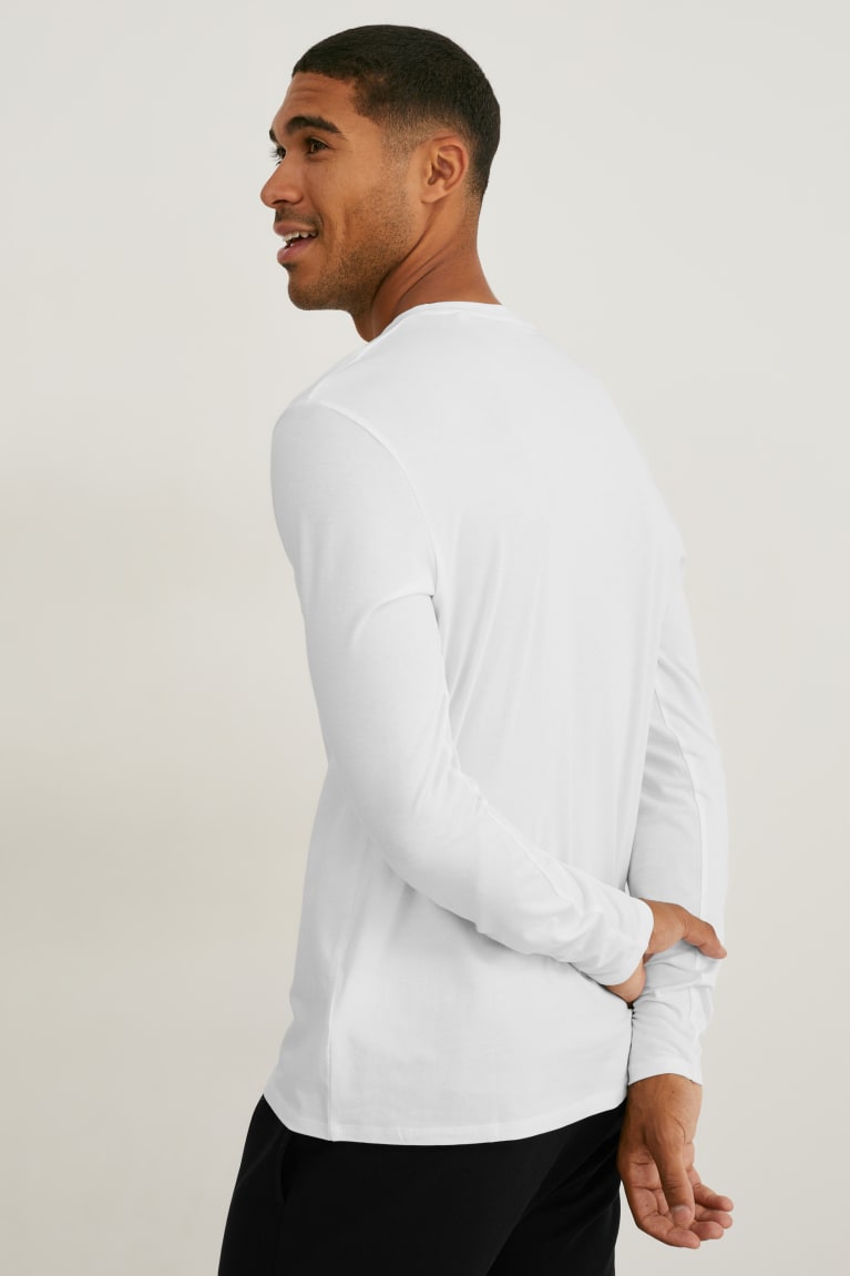 C&A Long Sleeve Flex Organic Cotone Lycra® Bianche | 0583-PRKIT