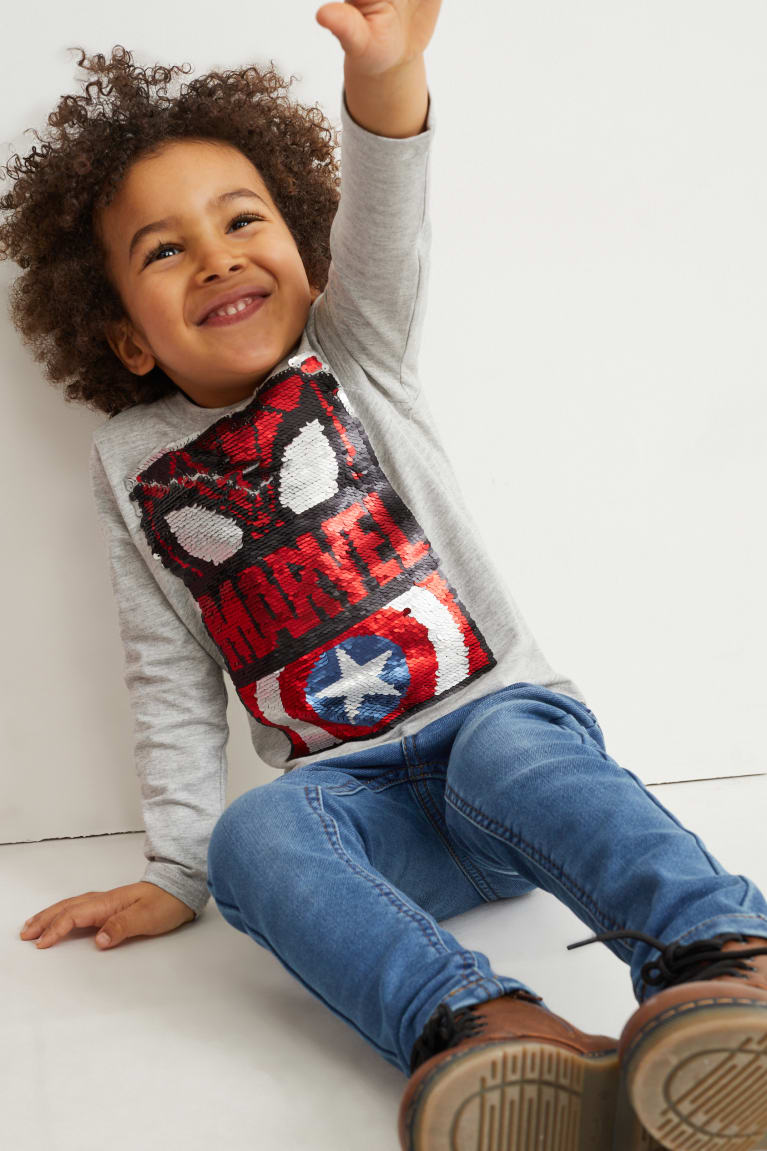 C&A Marvel Long Sleeve Grigie Chiaro | 3924-FEQSO