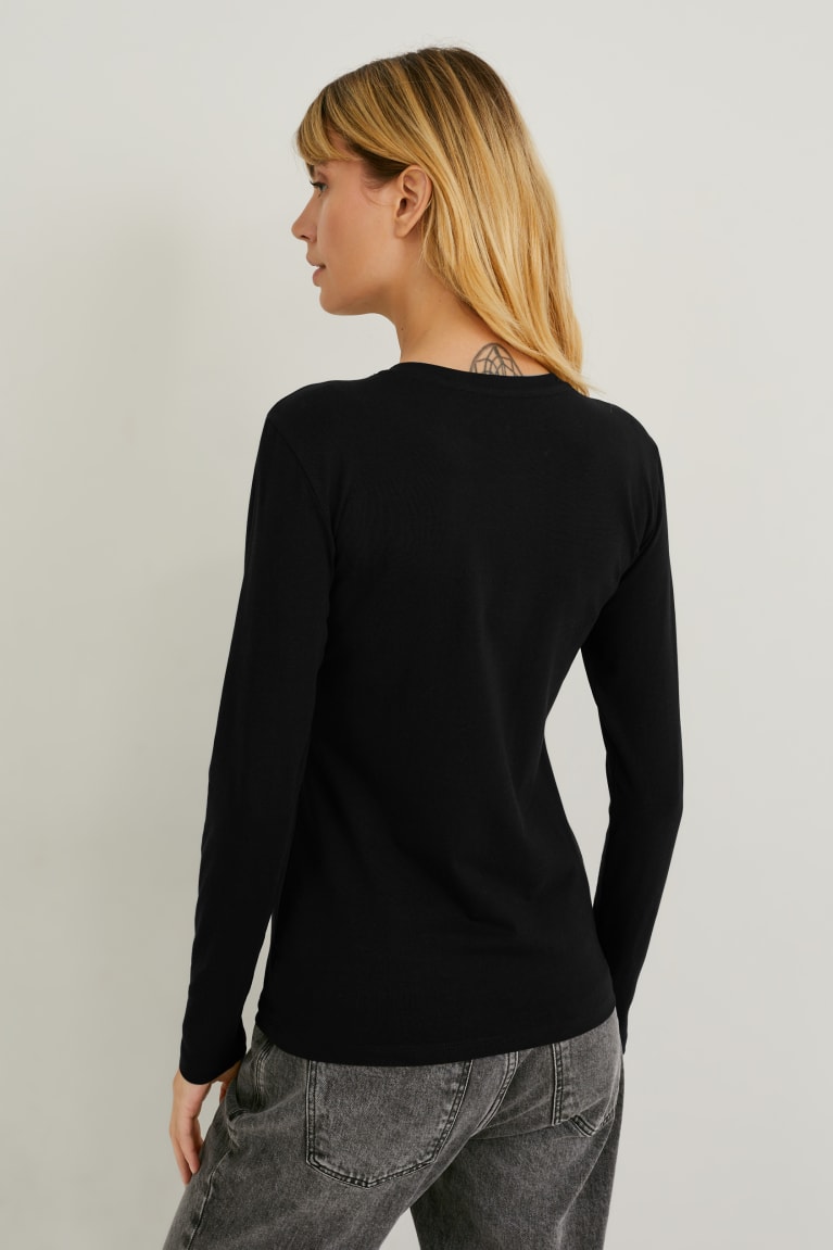 C&A Multipack Of 2 Basic Long Sleeve Organic Cotone Nere | 8462-LMRDB