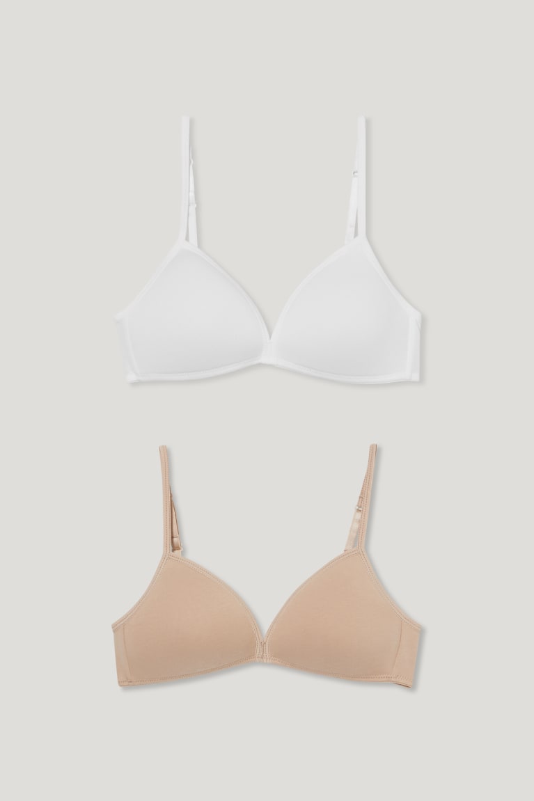 C&A Multipack Of 2 Non-wired Bra Imbottito Organic Cotone Beige | 1824-XQEBM