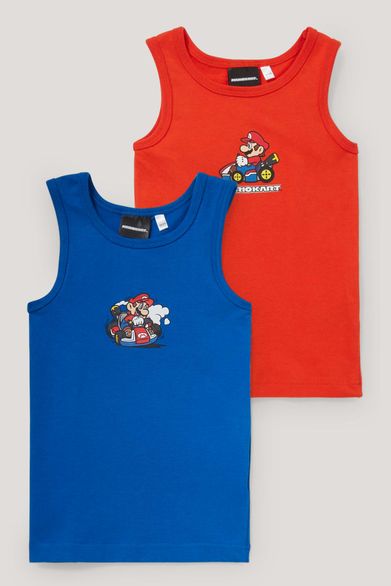 C&A Multipack Of 2 Super Mario Vest Organic Cotone Rosse Blu Scuro | 1529-AYBRE