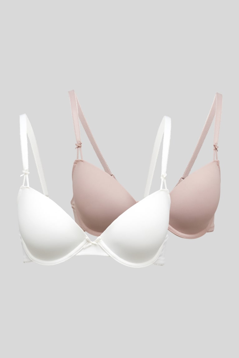 C&A Multipack Of 2 Underwire Bra Demi Imbottito Beige | 3217-PKMSZ