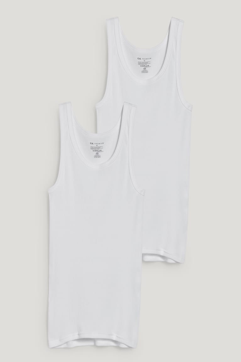 C&A Multipack Of 2 Vest Double Rib Organic Cotone Bianche | 8725-NYXCL