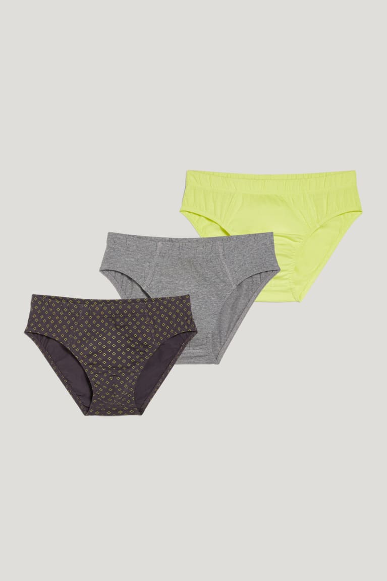 C&A Multipack Of 3 Briefs Organic Cotone Grigie Gialle | 3165-MNRXA