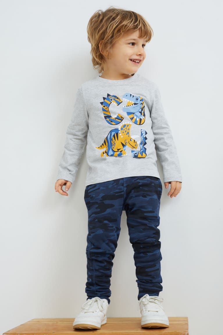 C&A Multipack Of 3 Dinosaur Long Sleeve Blu Scuro | 0867-KANML