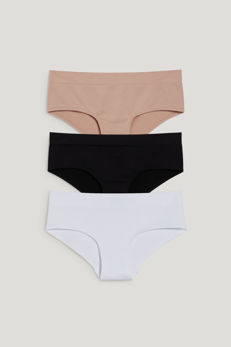 C&A Multipack Of 3 Hipster Briefs Seamless Lycra® Bianche | 7016-WROPS