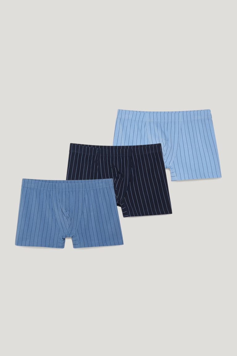 C&A Multipack Of 3 Trunks Organic Cotone Lycra® A Strisce Blu Blu Chiaro | 4163-JNWZP