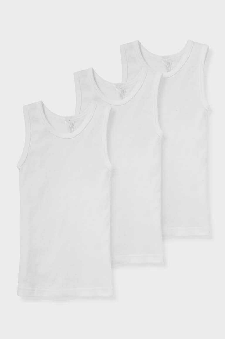 C&A Multipack Of 3 Vest Organic Cotone Bianche | 3608-UGBDF