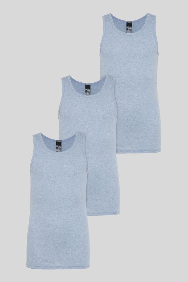 C&A Multipack Of 3 Vest Organic Cotone Blu | 9108-AUKSD