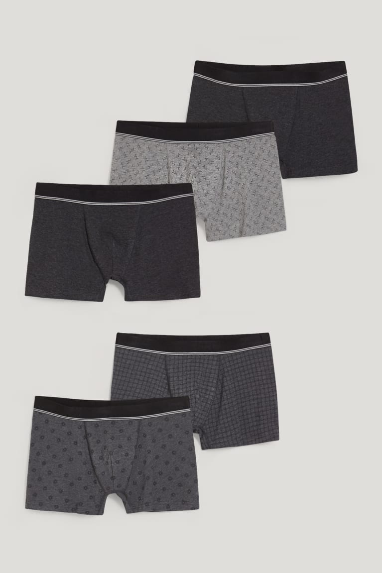 C&A Multipack Of 5 Trunks Organic Cotone Lycra® Grigie | 7301-RUKOD