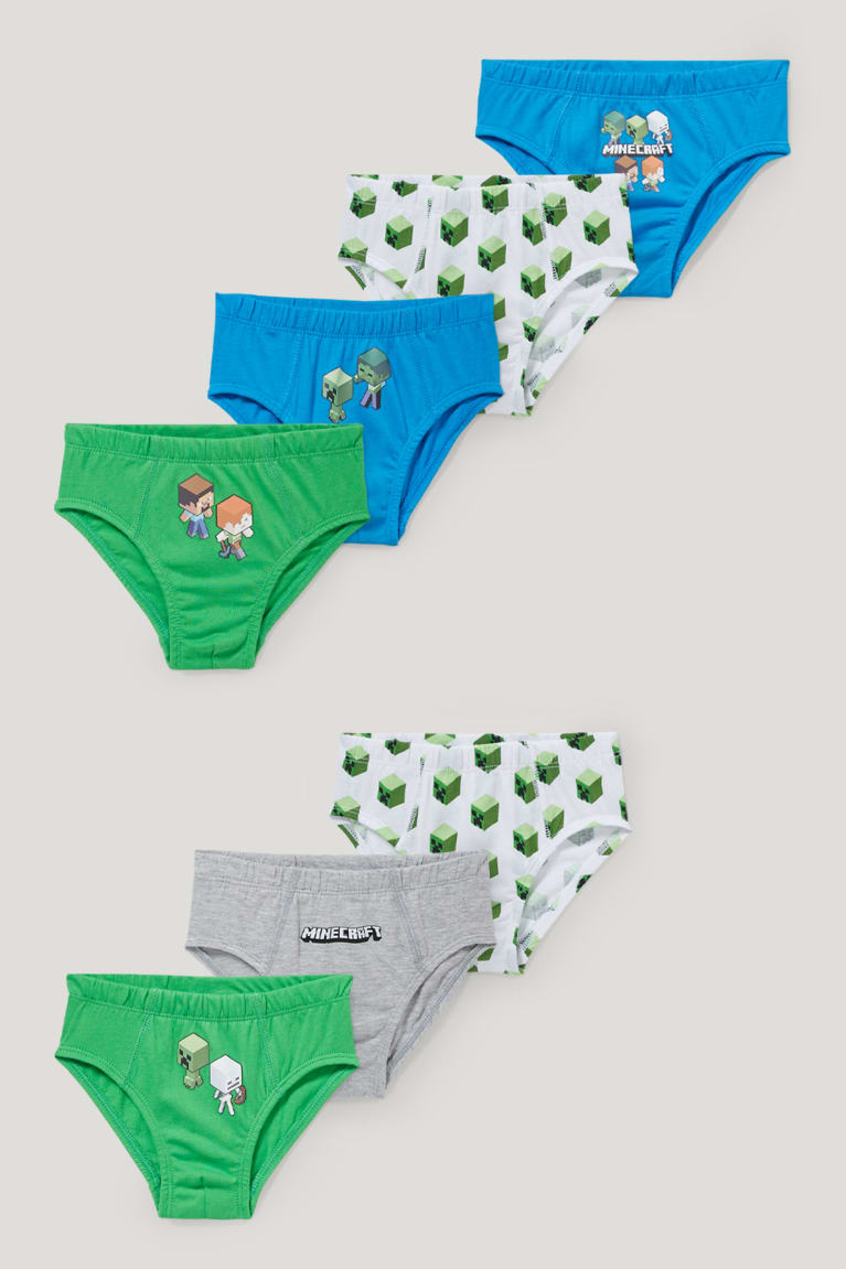 C&A Multipack Of 7 Minecraft Briefs Organic Cotone Verdi | 1924-VCIDP