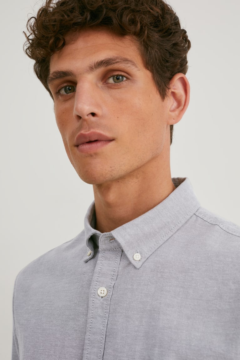 C&A Oxford Regular Fit Button-down Collar Grigie | 0923-OLIPF