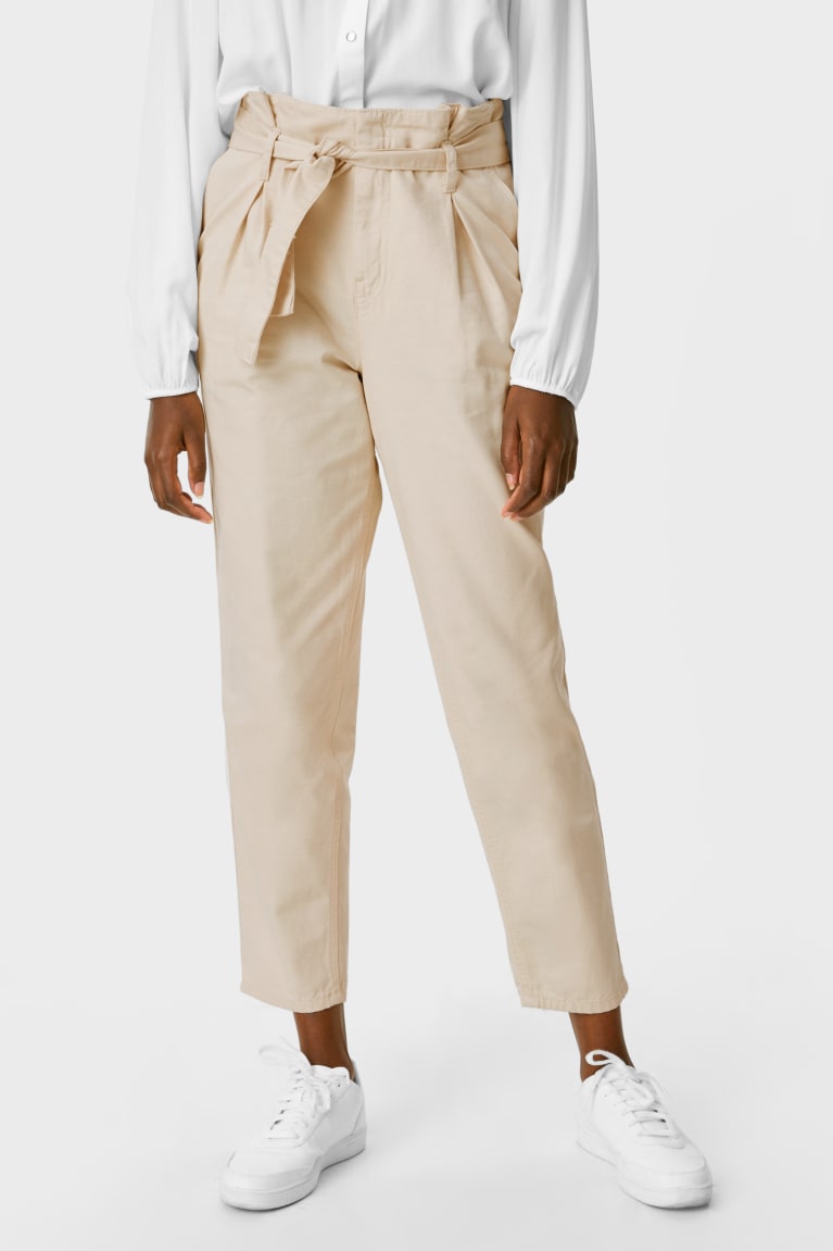 C&A Paper Bag Tapered Fit Creme | 2178-LRBUV