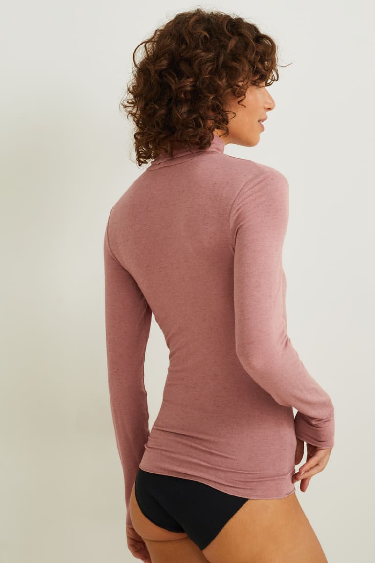 C&A Polo Neck Containing Cashmere Rosa Scuro | 9236-GUNJW