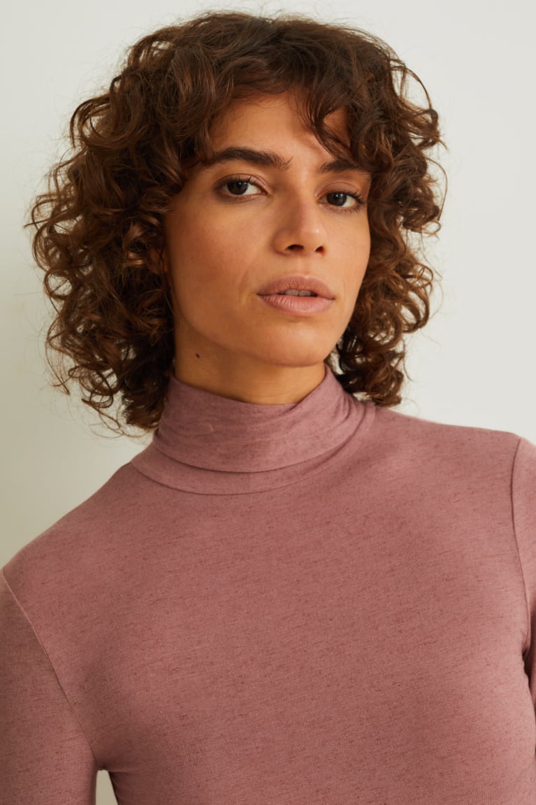 C&A Polo Neck Containing Cashmere Rosa Scuro | 9236-GUNJW